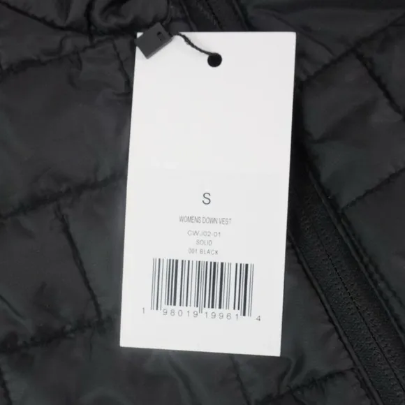 NWT [Crystal] Black Quilted Down Full-Zip Puffer Vest Front Pockets Womens Sz S
