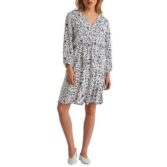 NWT Dex Women's Faux Wrap Leopard Print Mini Dress
