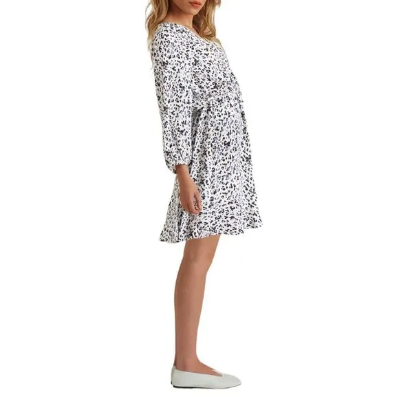 NWT Dex Women's Faux Wrap Leopard Print Mini Dress