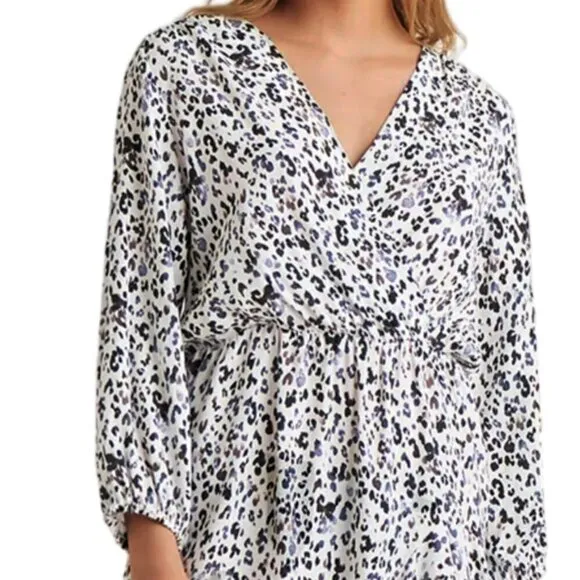 NWT Dex Women's Faux Wrap Leopard Print Mini Dress