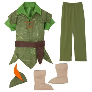 NWT Disney Store Peter Pan Boys Costume 7/8 Halloween Dress Up Shirt Pants Hat