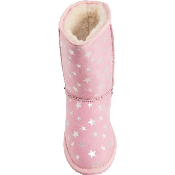 NWT Emu Ridge Girls Faux Suede Plush Faux Fur Lining Metallic Stars Winter Boots