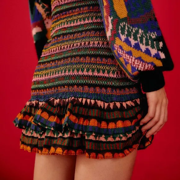 NWT Farm Rio Graphic Toucans Stripes Mini Smocked Skirt