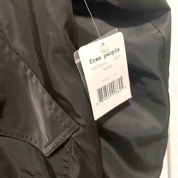 NWT [Free People] Midnight Black Full-Zip Bomber Jacket Women’s Size Large