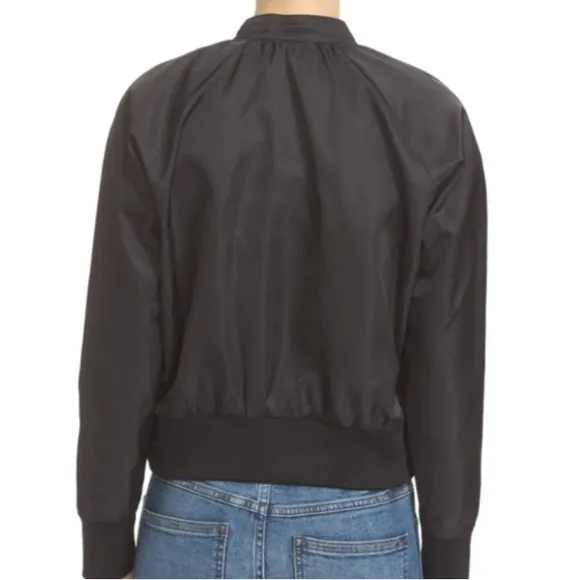 NWT [Free People] Midnight Black Full-Zip Bomber Jacket Women’s Size Large