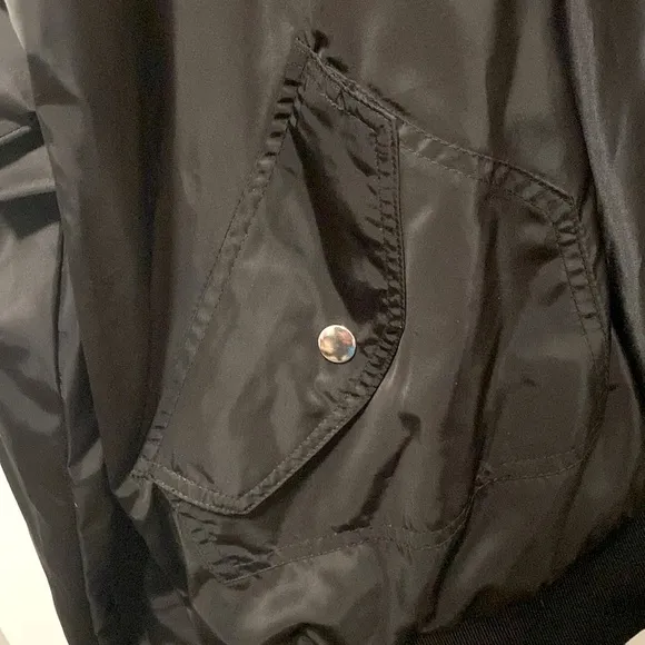 NWT [Free People] Midnight Black Full-Zip Bomber Jacket Women’s Size Large