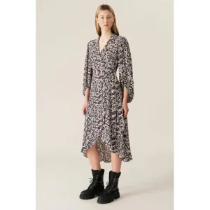 NWT Ganni phantom floral printed midi wrap dress