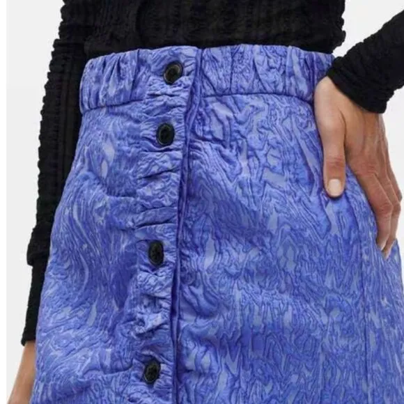 NWT Ganni Women 3D Jacquard Mini Skirt Blue Iris M $255