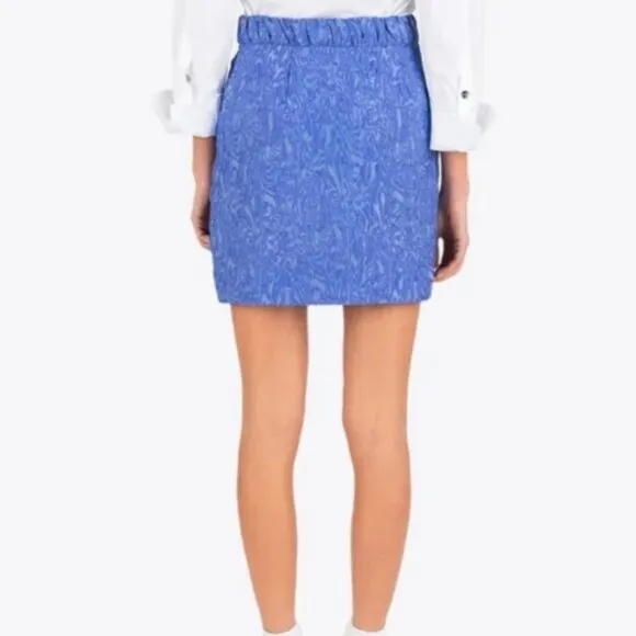 NWT Ganni Women 3D Jacquard Mini Skirt Blue Iris M $255