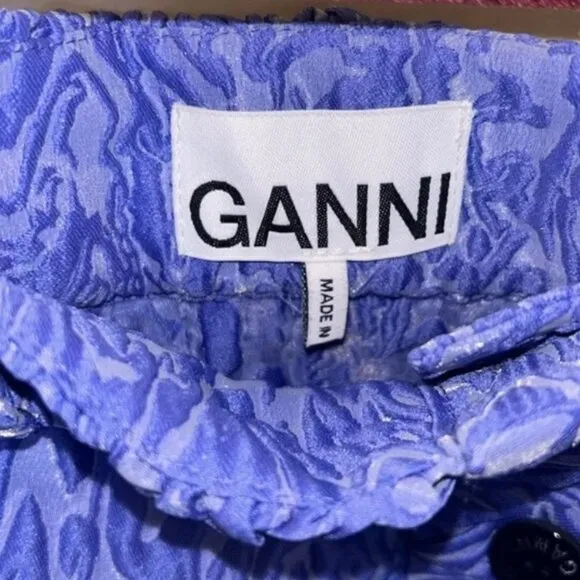NWT Ganni Women 3D Jacquard Mini Skirt Blue Iris M $255