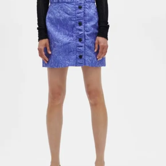 NWT Ganni Women 3D Jacquard Mini Skirt Blue Iris M $255