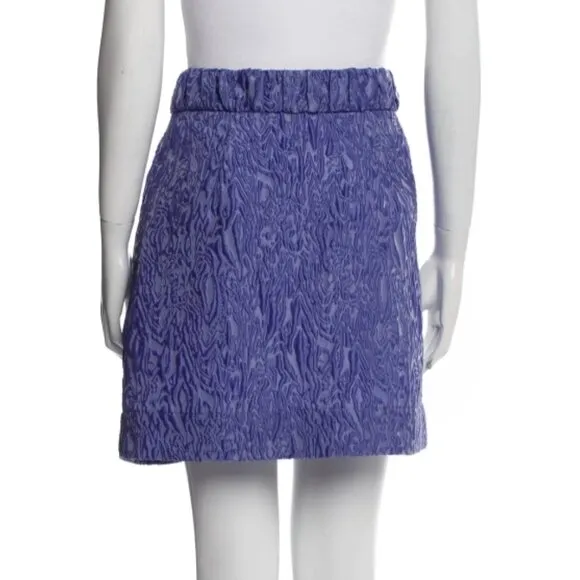 NWT Ganni Women 3D Jacquard Mini Skirt Blue Iris M $255