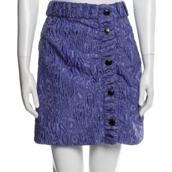 NWT Ganni Women 3D Jacquard Mini Skirt Blue Iris M $255