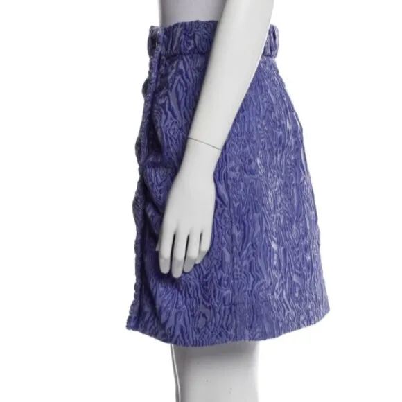 NWT Ganni Women 3D Jacquard Mini Skirt Blue Iris M $255