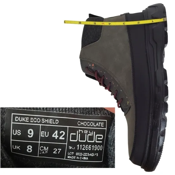 NWT Hey Dude duke eco shield lace up winter boots chocolate outdoor lightweight