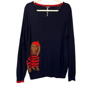 NWT Joules Miranda Intarsia Jumper Sweater Navy Dachshund 16 Preppy Coastal
