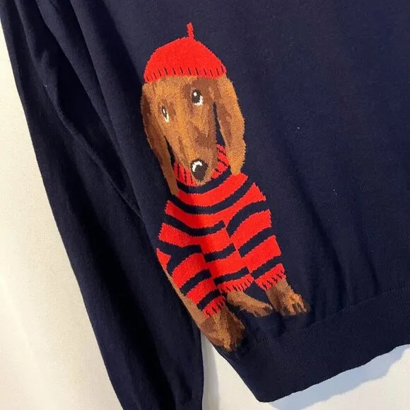 NWT Joules Miranda Intarsia Jumper Sweater Navy Dachshund 16 Preppy Coastal
