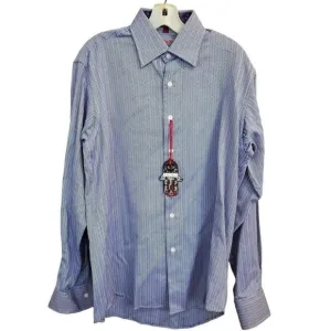 NWT Luchiano Visconti Chevron Shirt Paisley Flip Contrast Cuff Mercerized Cot M