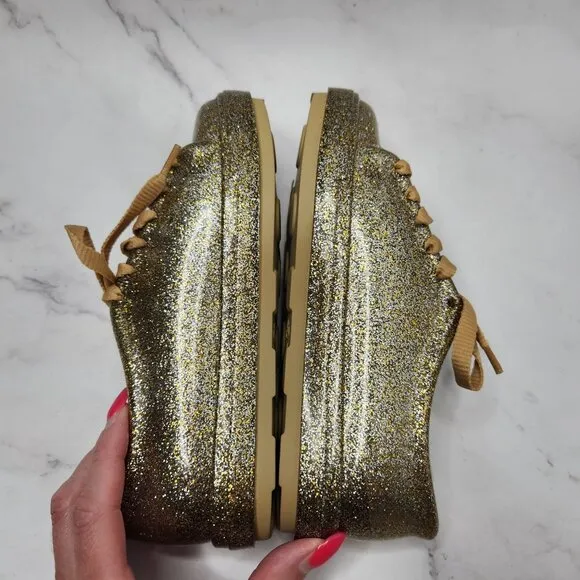 NWT Mel by Melissa Gold Sneakers Flats Mini Melissa Rubber Shoes Jellies Youth 2