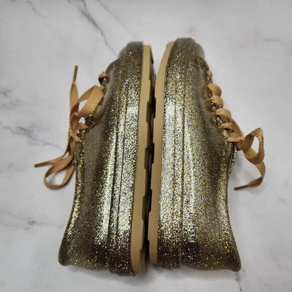 NWT Mel by Melissa Gold Sneakers Flats Mini Melissa Rubber Shoes Jellies Youth 2
