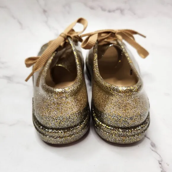 NWT Mel by Melissa Gold Sneakers Flats Mini Melissa Rubber Shoes Jellies Youth 2