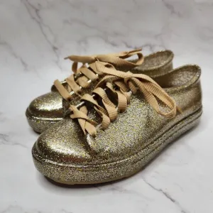 NWT Mel by Melissa Gold Sneakers Flats Mini Melissa Rubber Shoes Jellies Youth 2