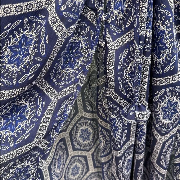 NWT MISA Los Angeles Veruschka cover up or maxi dress Blue printed size Small