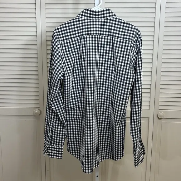 NWT Mizzen   Main Montauk Trim Gingham Check Navy Shirt Medium