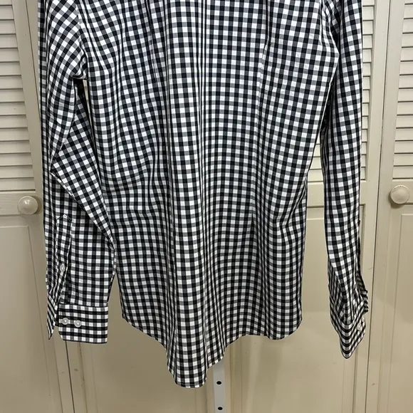 NWT Mizzen   Main Montauk Trim Gingham Check Navy Shirt Medium