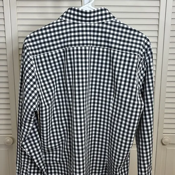 NWT Mizzen   Main Montauk Trim Gingham Check Navy Shirt Medium