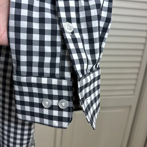 NWT Mizzen   Main Montauk Trim Gingham Check Navy Shirt Medium