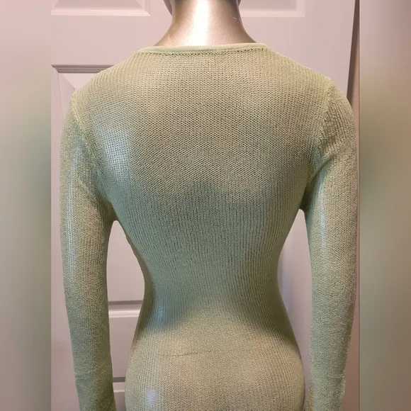NWT Mojitos By The Pool Sage Sheer Knit Long Sleeve Sweater Maxi Dress Sz M