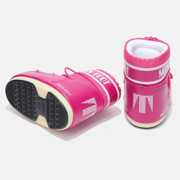 NWT MOON BOOT Icon Low Hot-Pink Nylon Boots. Size 36/38