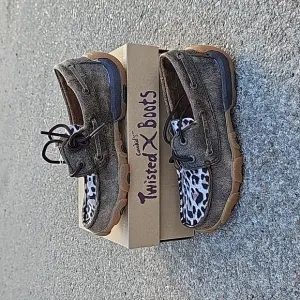 NWT NEW Twisted X Distressed Leopard Boat Shoe Driving Moc Size 13