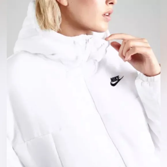 NWT [Nike] Sportswear Therma-FIT Classics Long Puffer Hooded Parka White, Sz L