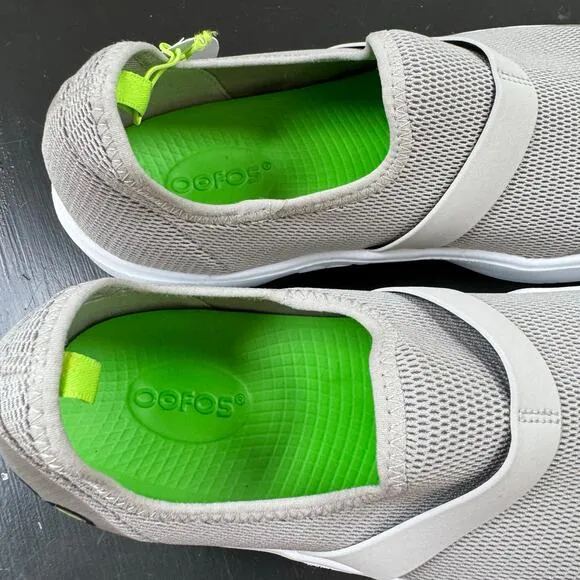 NWT Oofos Women's 00MG Low Mesh Light Gray Slip-on Comfort Shoes Size 9.5
