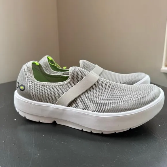NWT Oofos Women's 00MG Low Mesh Light Gray Slip-on Comfort Shoes Size 9.5