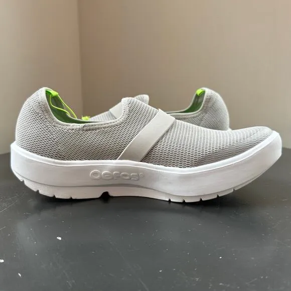 NWT Oofos Women's 00MG Low Mesh Light Gray Slip-on Comfort Shoes Size 9.5