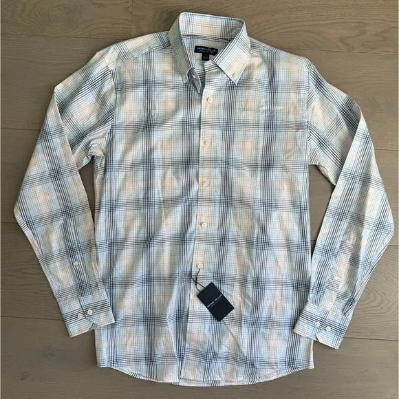 NWT Peter Millar Devon Cotton Sport Button Down Shirt, Channel Blue, Size SMALL