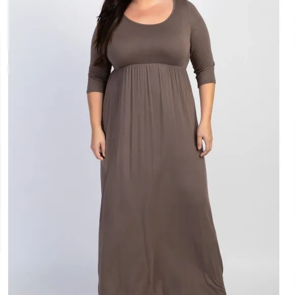 NWT Pink Blush 3/4 Mocha Brown Maxi Dress and maternity dress