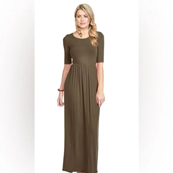 NWT Pink Blush 3/4 Mocha Brown Maxi Dress and maternity dress
