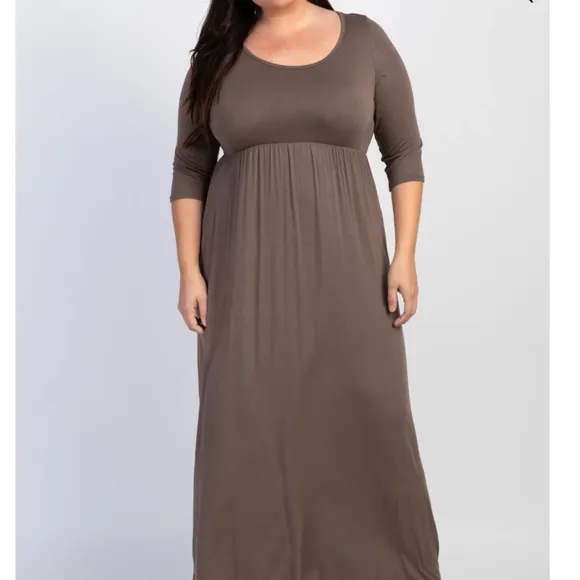 NWT Pink Blush 3/4 Mocha Brown Maxi Dress and maternity dress