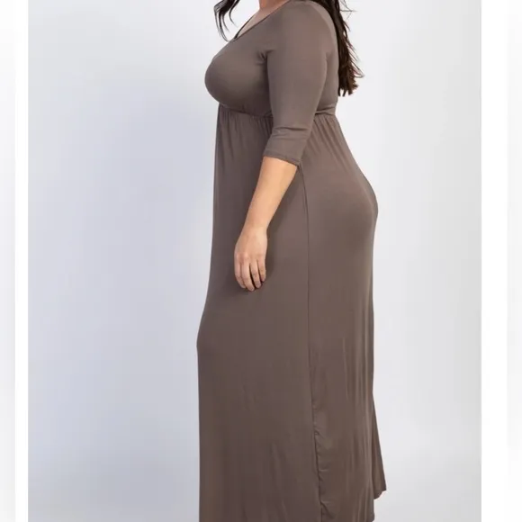 NWT Pink Blush 3/4 Mocha Brown Maxi Dress and maternity dress