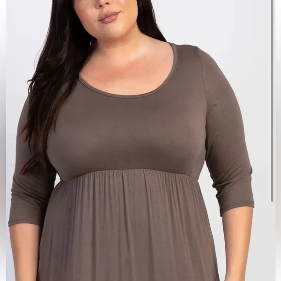 NWT Pink Blush 3/4 Mocha Brown Maxi Dress and maternity dress