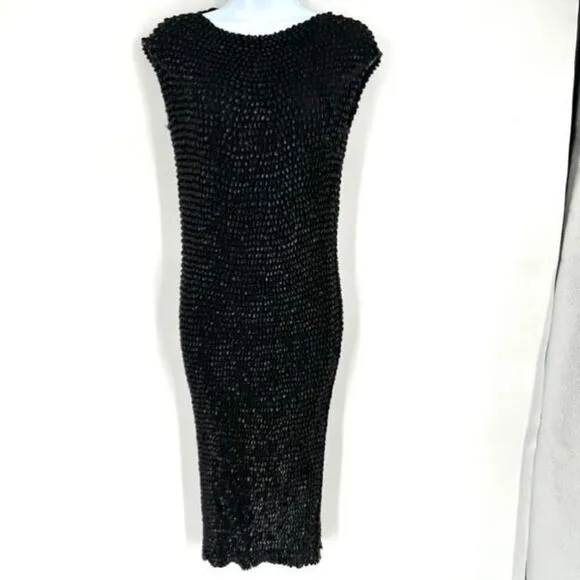 NWT Pocketee Women's Sleeveless Boat Neck Bodycon Midi Dress Black Size Medium