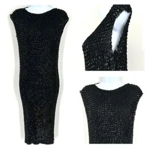 NWT Pocketee Women's Sleeveless Boat Neck Bodycon Midi Dress Black Size Medium