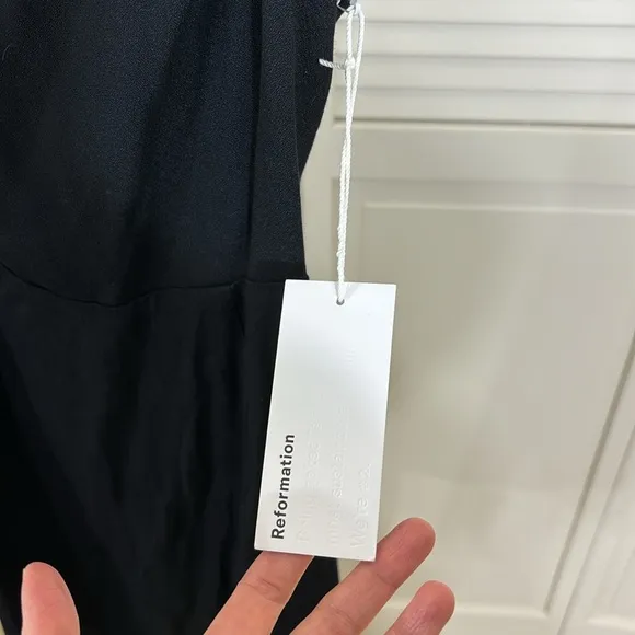 NWT Reformation Baltimore Dress Diamond Details Black Size 0