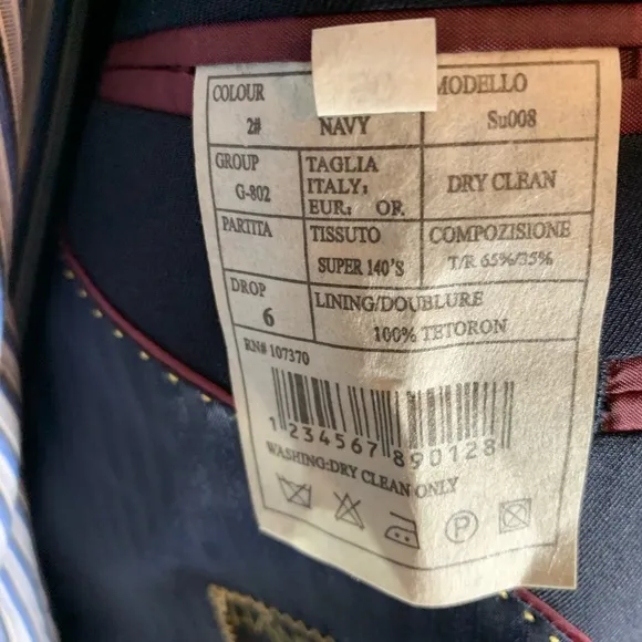 NWT Rizzoli Uomo Super 140's Navy Sport Coat 50R