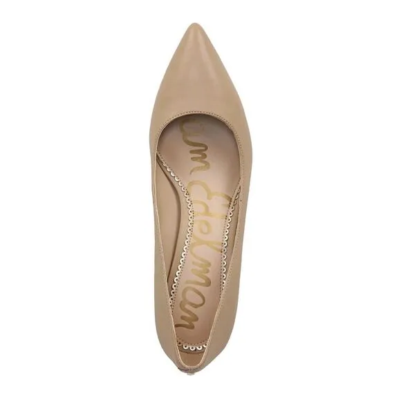 NWT SAM EDELMAN Womens Beige Dori Toe Kitten Heel Slip On Pumps Shoes 7.5 M