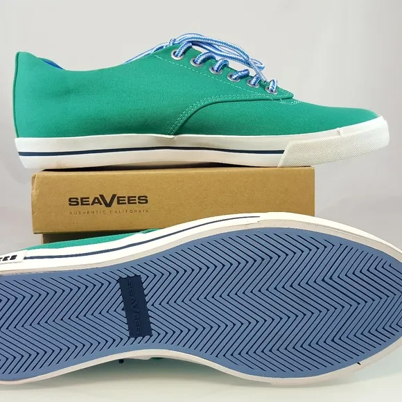 NWT SeaVees Mens 08/63 Hermosa Plimsoll Green Turquoise Lace Sneakers Shoes Sz 8